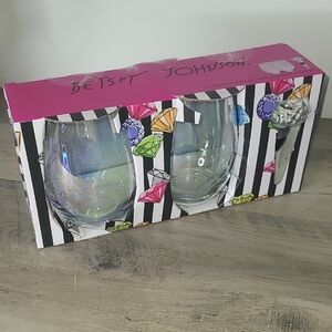 Betsey Johnson Iridescent Stemless Glass Set